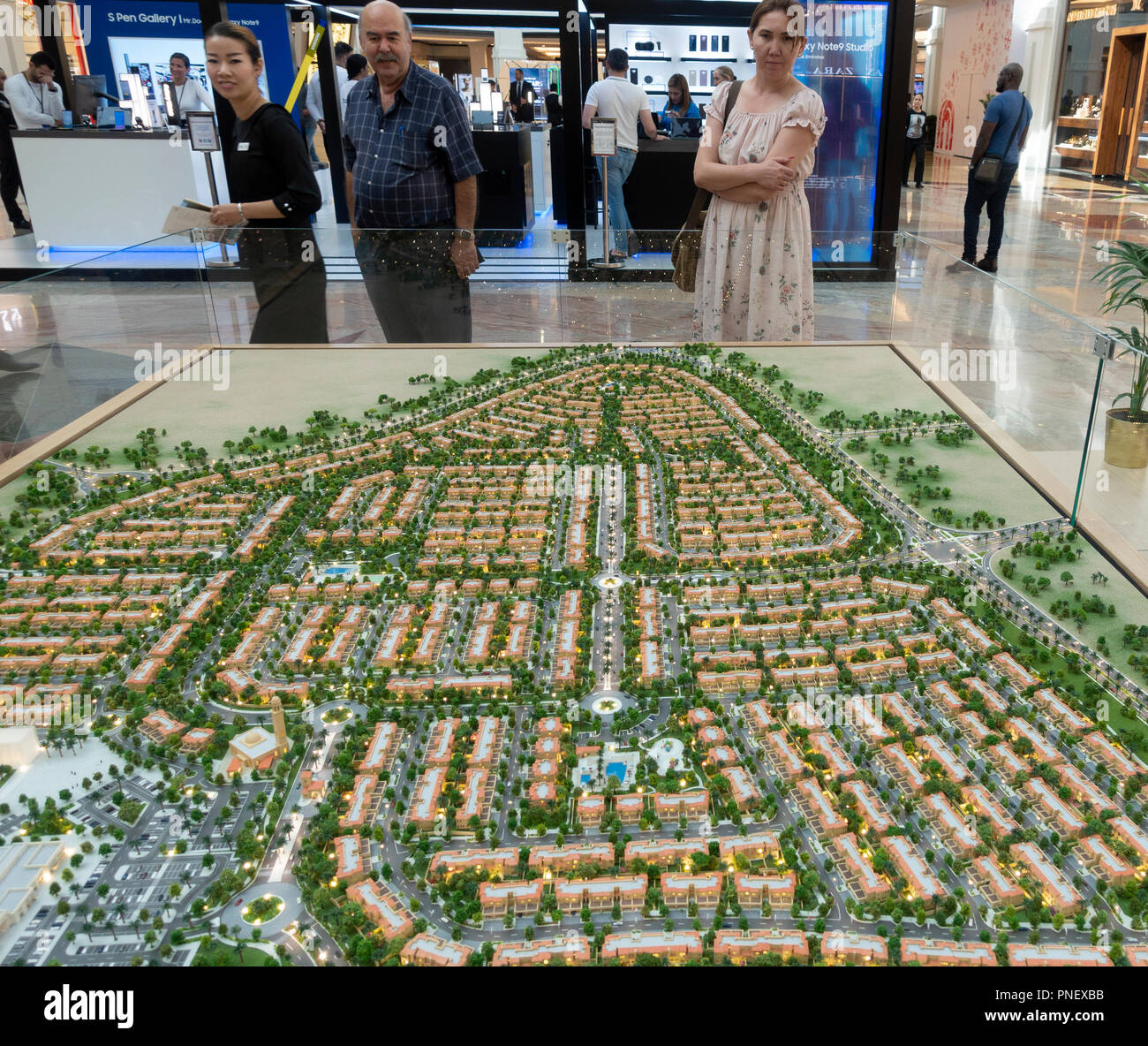 Modello di proposta di nuovo lo sviluppo di proprietà con molte ville chiamato Serena a Dubai, Emirati arabi uniti Foto Stock