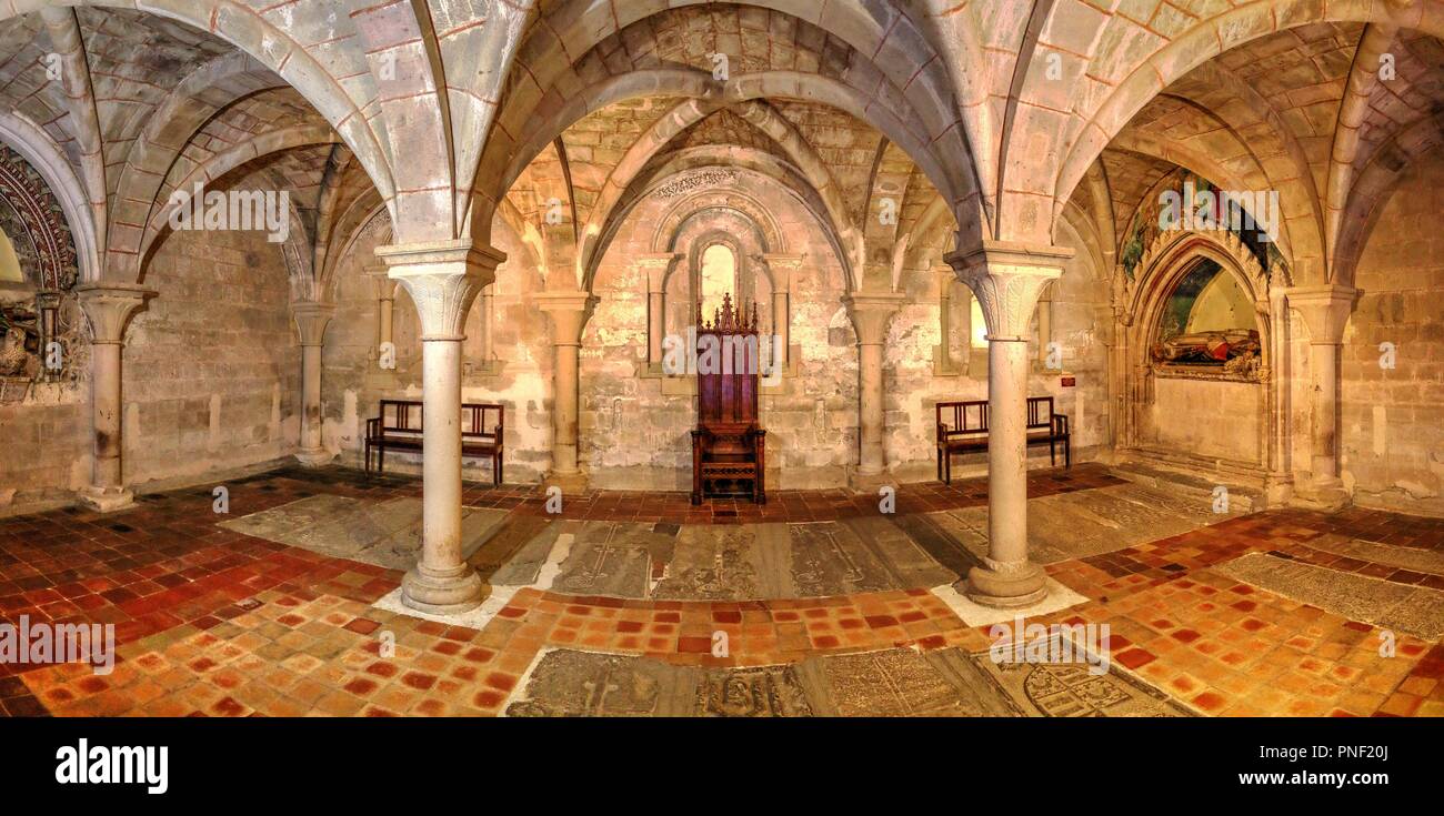 Il capitolo gotico casa di Veruela abbazia cistercense, nella regione di Aragona, Spagna Foto Stock