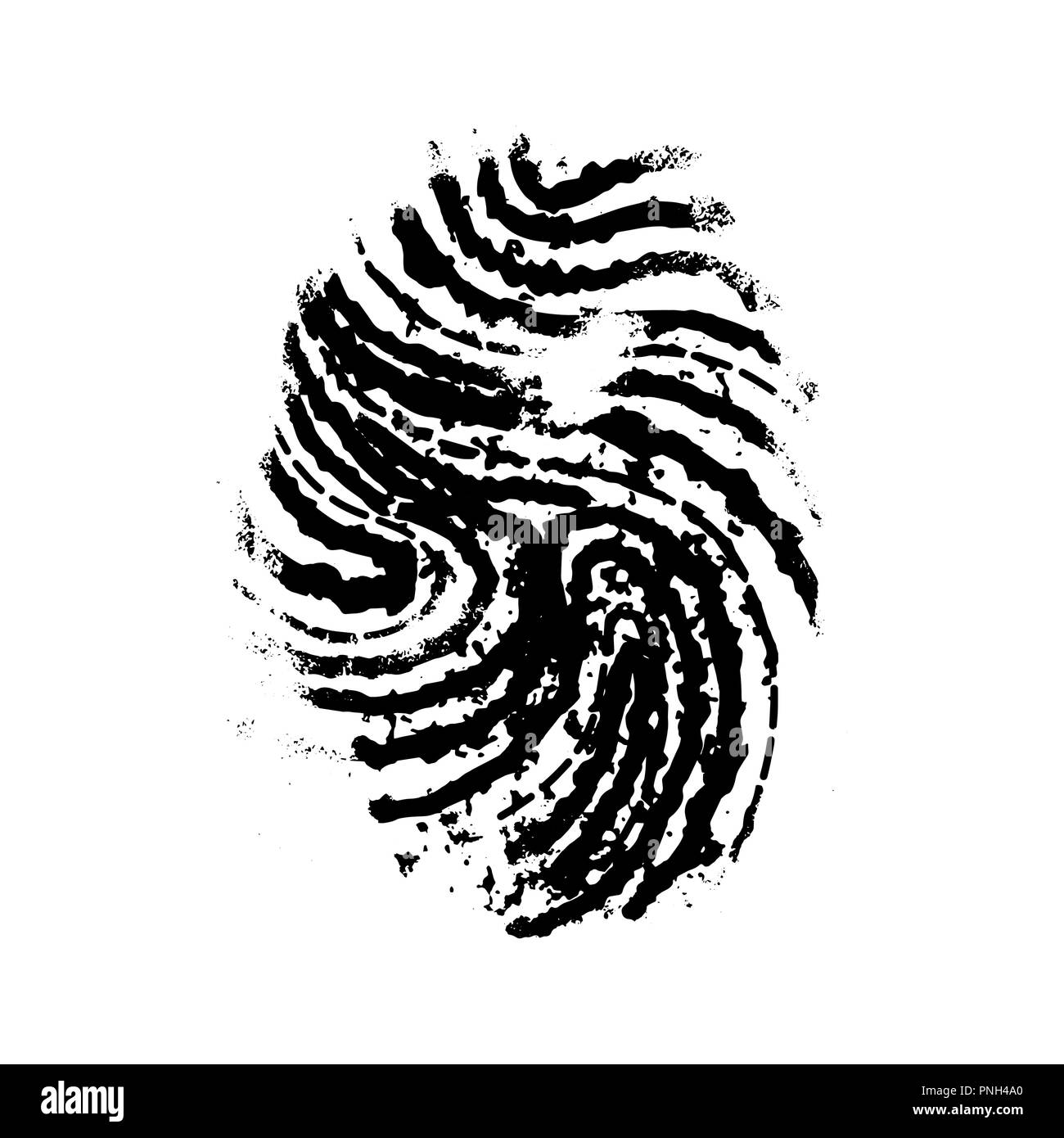 Impronta realistica del pollice umano, semplice icona nera isolato su bianco Illustrazione Vettoriale