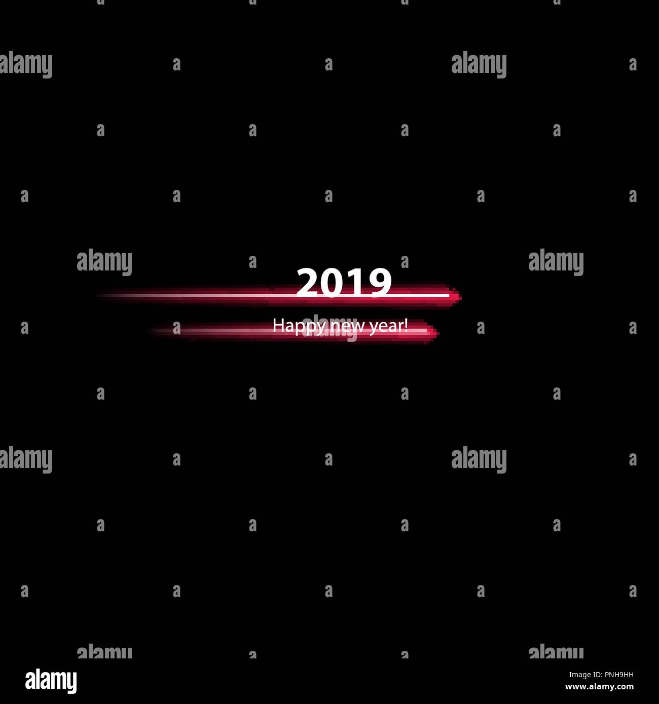 Felice anno nuovo 2019 con linea veloce su sfondo nero Illustrazione Vettoriale