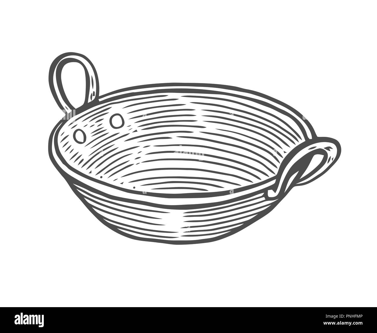 Deep piastra in rame in stile antico incisione, dipinta a mano illustrazione Illustrazione Vettoriale