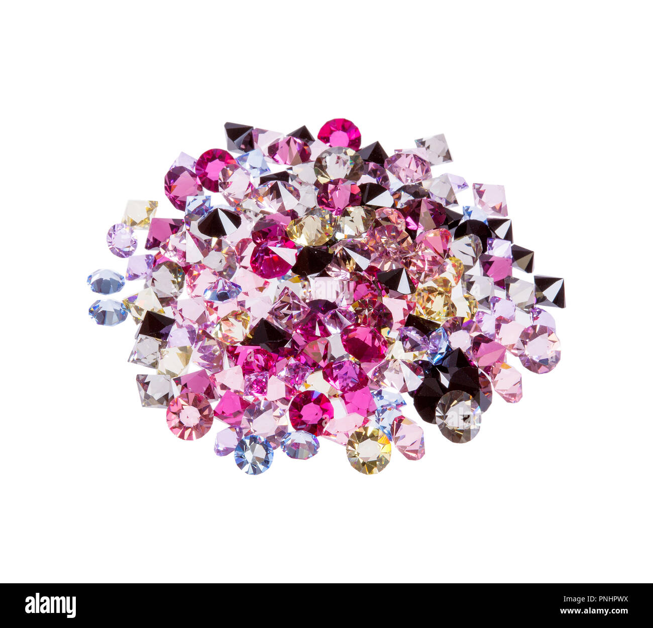 Molte delle pietre preziose Diamanti, rubino isolato su bianco. Foto ad alta risoluzione. Foto Stock