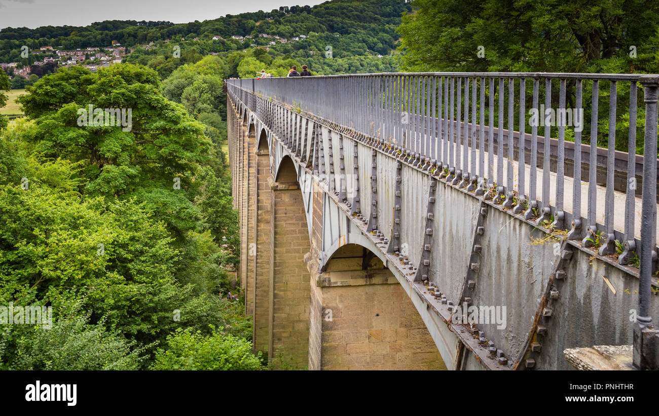 Vista sull'Acquedotto Pontcysyllte (le più alte al mondo) nelle vicinanze del Llangollen in Galles, Regno Unito Foto Stock
