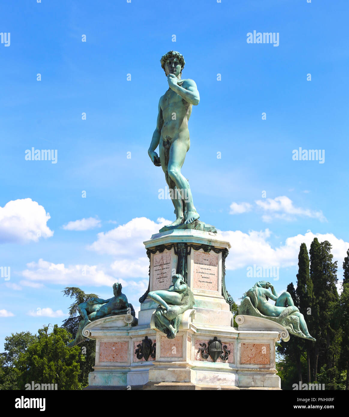 Statua di Davide a Piazzale Michelangelo / Piazzale Michelangelo Firenze Toscana Italia Foto Stock