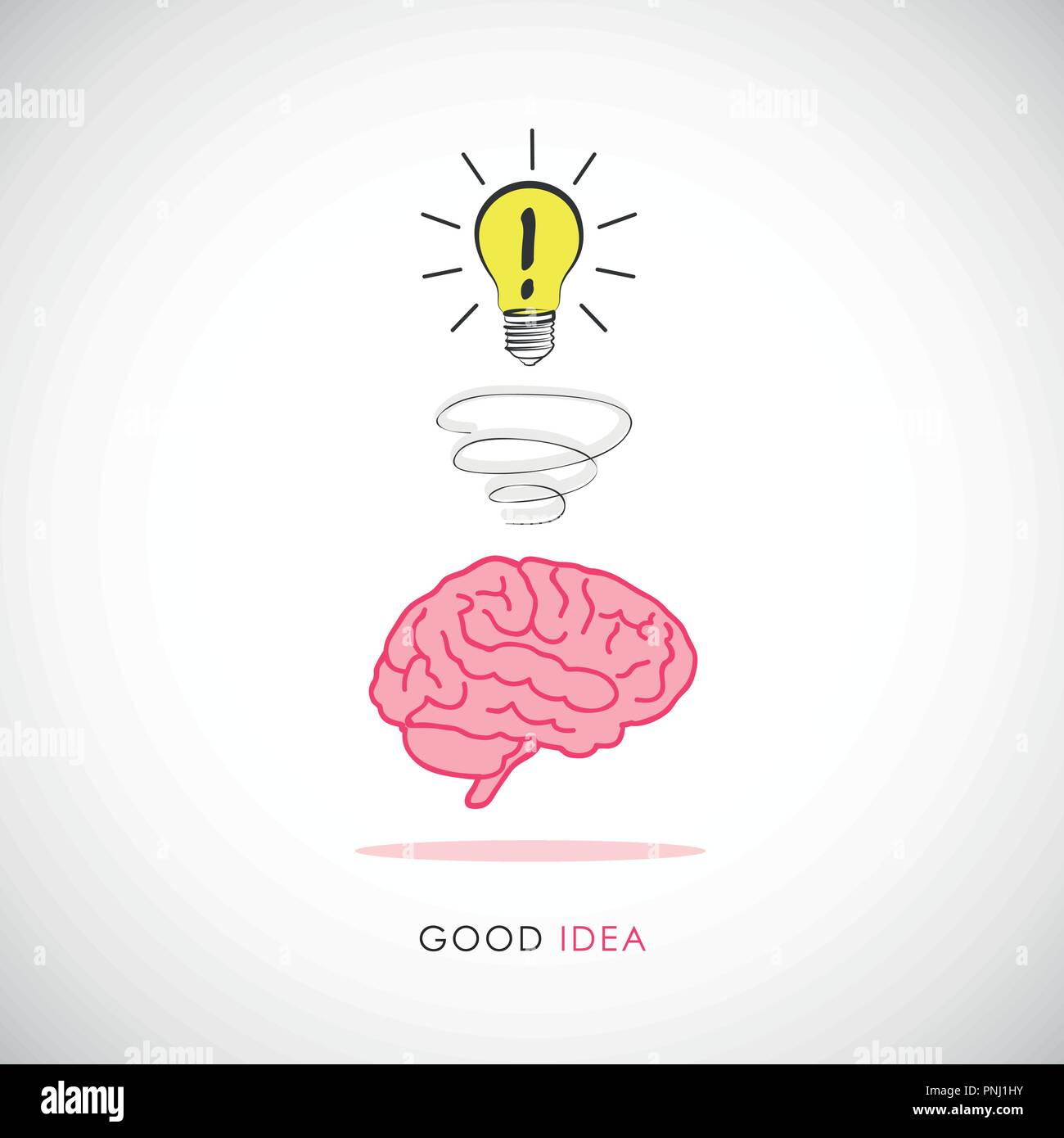 Idea della lampadina e il cervello umano icona illustrazione vettoriale Illustrazione Vettoriale