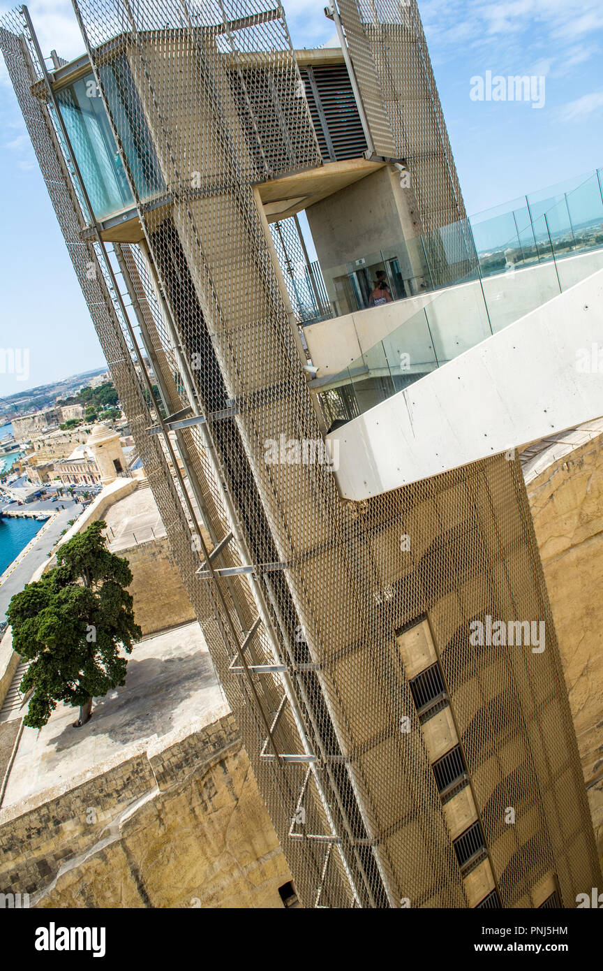 Upper Barrakka sollevare a La Valletta, Malta. Foto Stock