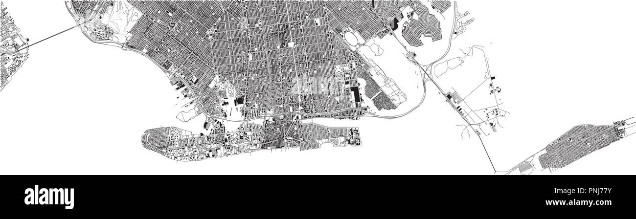 Sud mappa di Brooklyn, New York City, strade, case e distretto. Mappa della città. Stati Uniti d'America Illustrazione Vettoriale