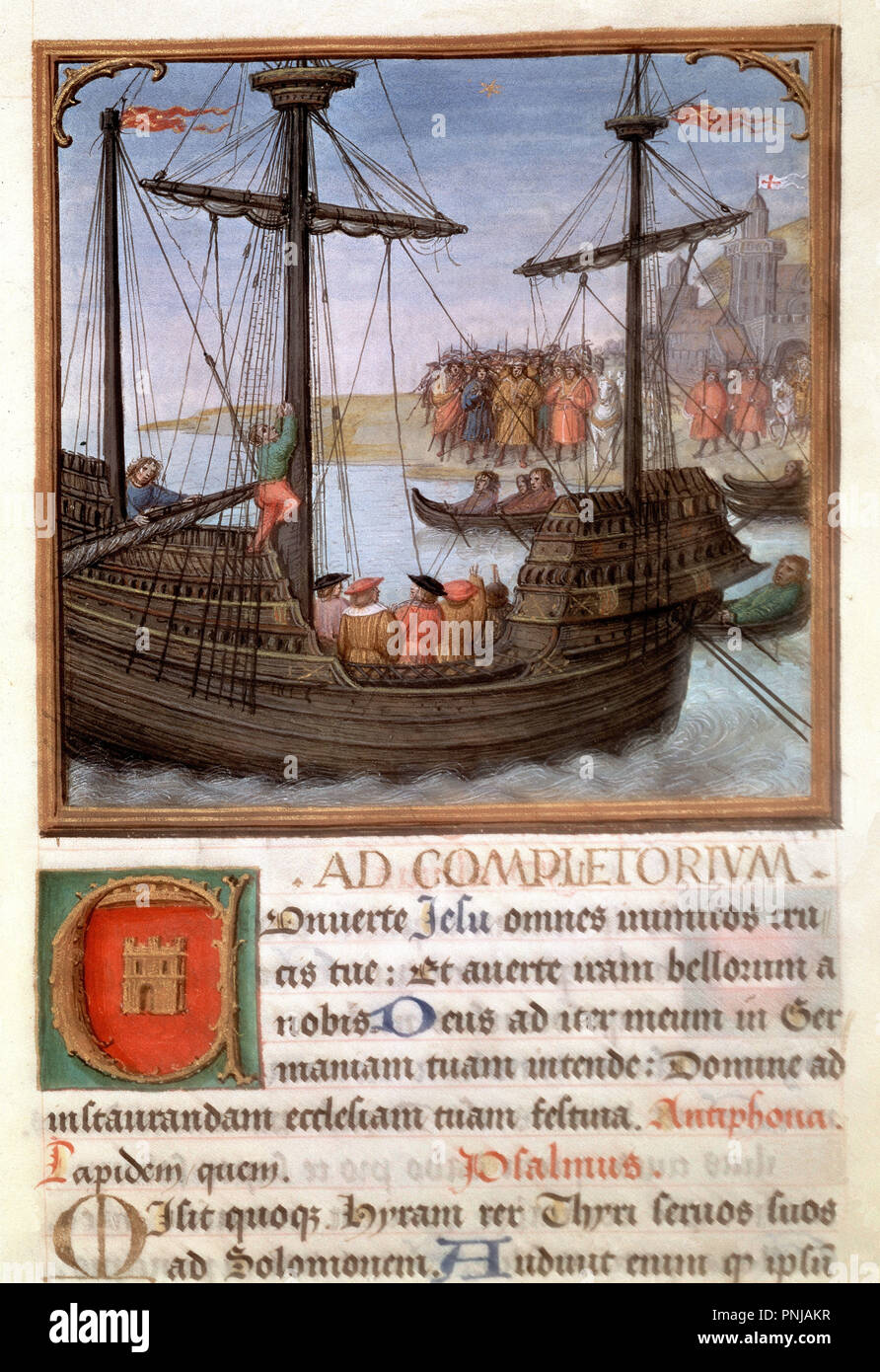 Carlo V in arrivo Gant per essere incoronato imperatore. 1520. Salomone libro di servizi. Biblioteca di San Lorenzo del Escurial monastero. Autore: KEYSER ROBERT DE. Posizione: MONASTERIO-BIBLIOTECA-COLECCION. SAN LORENZO del El Escorial. MADRID. Spagna. Foto Stock