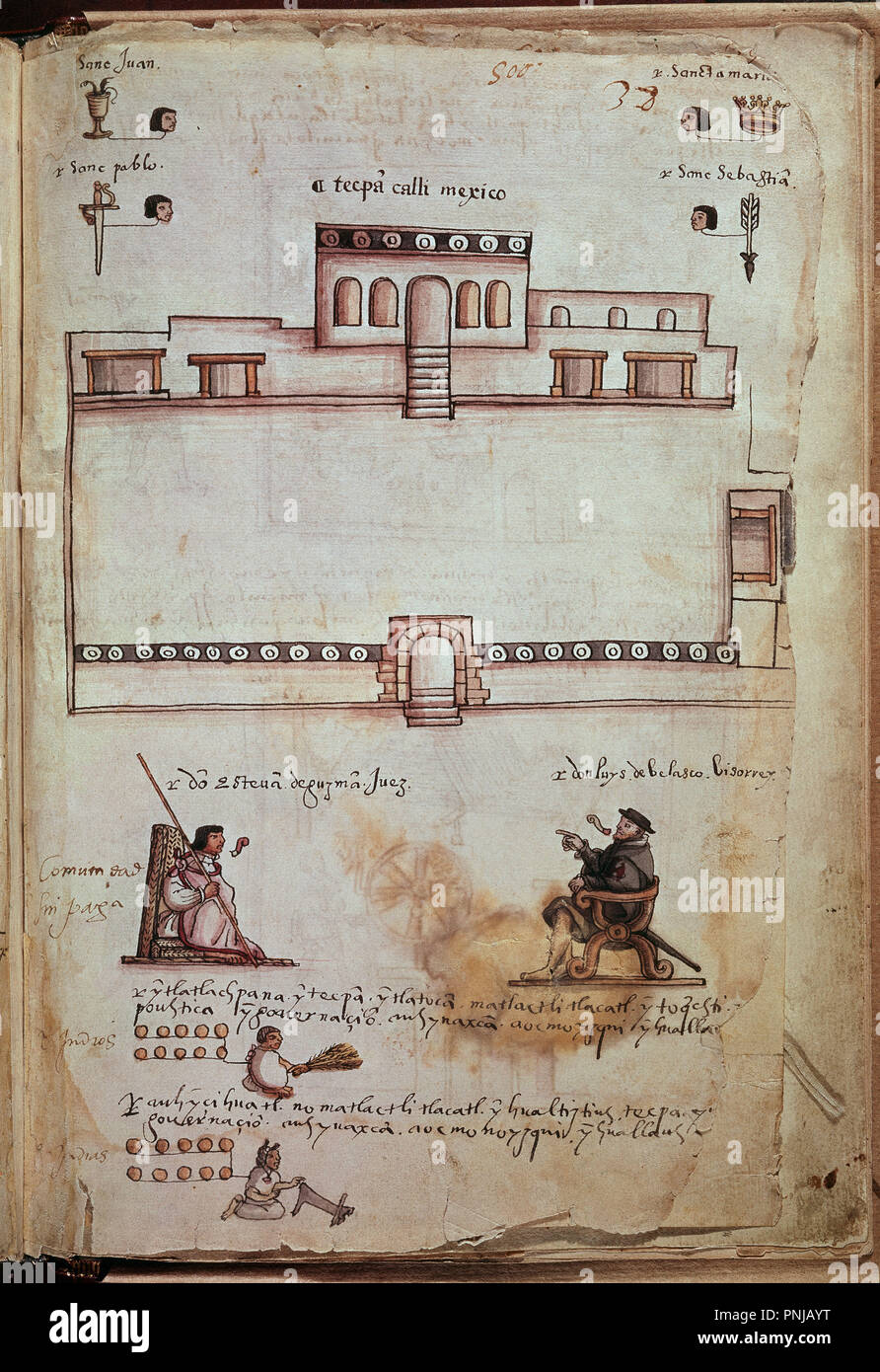 Osuna Codex. I governatori e i sindaci. Giudice Esteban de Guzman vedendo viceré don Luis de Velasco. Madrid, Biblioteca Nazionale. Autore: PUDA DR. Posizione: Biblioteca Nacional-COLECCION. MADRID. Spagna. Foto Stock