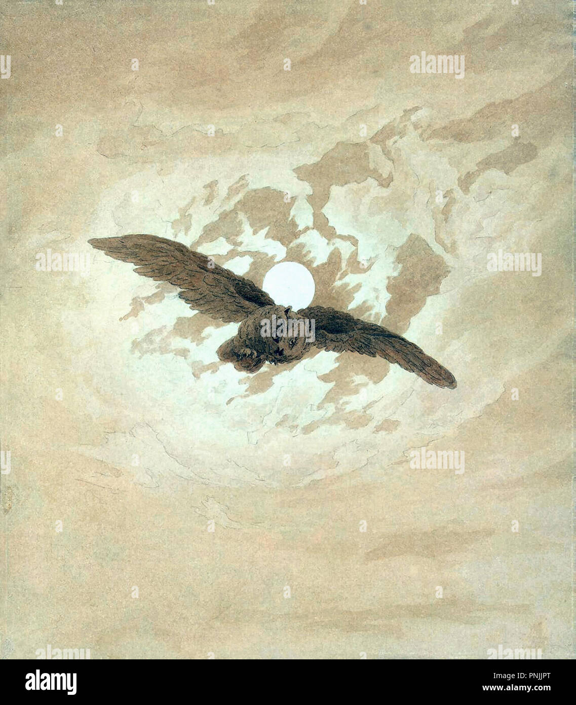 Friedrich Caspar David - Eule Vor dem Mond Foto Stock