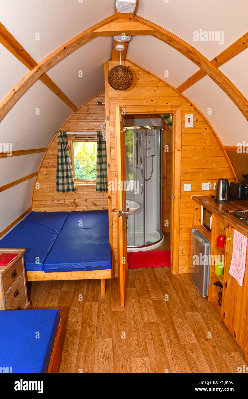 Self catering holiday accommodation sull isola di Shetland nel villaggio di Brae Foto Stock