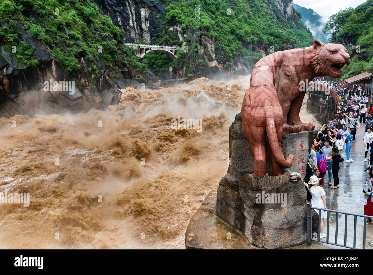 Tiger saltando Gorge è una scenografica gola sul fiume Jinsha, un affluente principale della parte superiore del fiume Yangtze, vicino Lijiang,Yunnan,Cina. Foto Stock