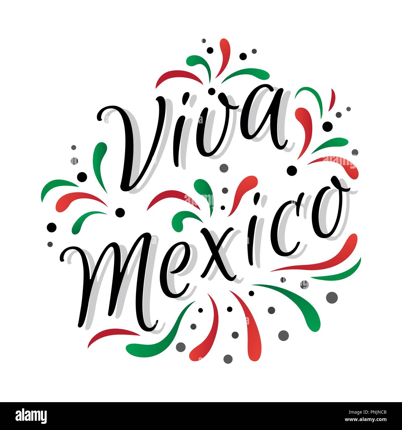 Lettering Viva Messico messicano tradizionale frase di vacanza Illustrazione Vettoriale