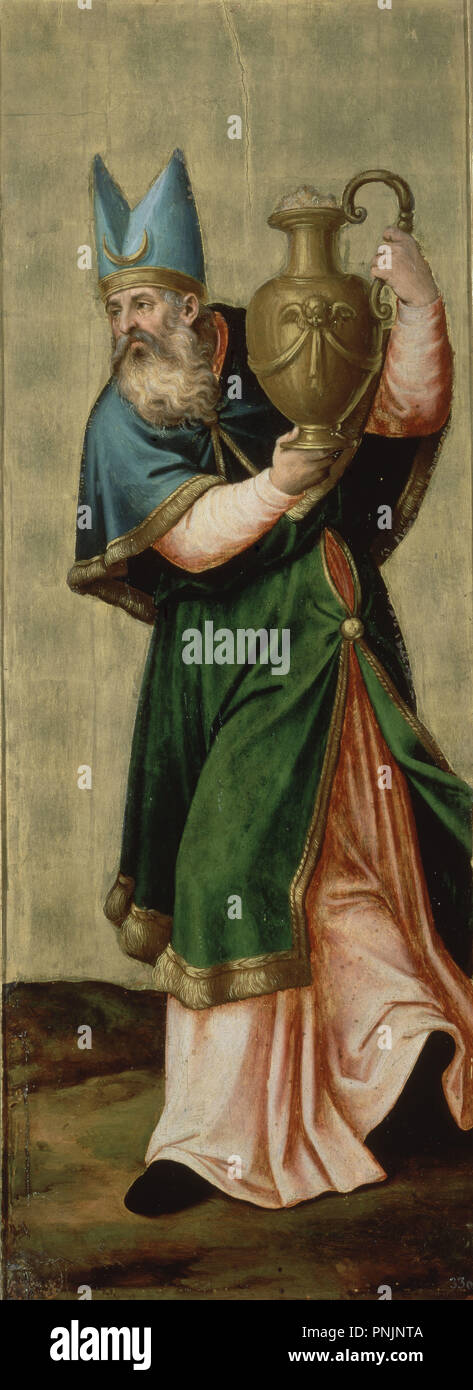 " El sumo sacerdote Aarón', 1545-1550, olio su pannello, 80 cm x 35 cm, P00854. Autore: JUANES, JUAN DE. Posizione: Il MUSEO DEL PRADO-PINTURA. MADRID. Spagna. Foto Stock