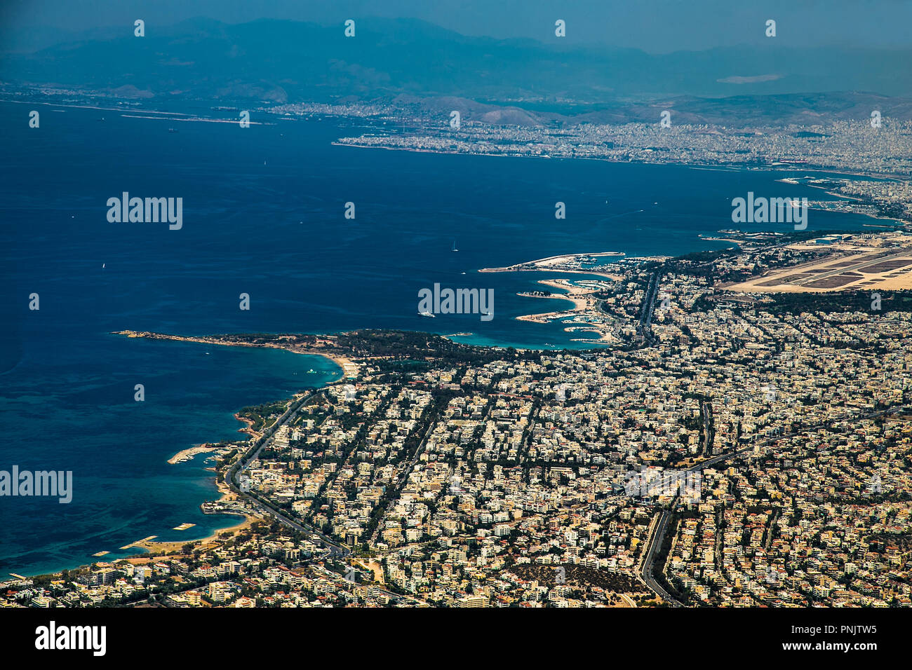 Glyfada Paesaggio dall'aria , nei pressi di Atene, Grecia. Foto Stock