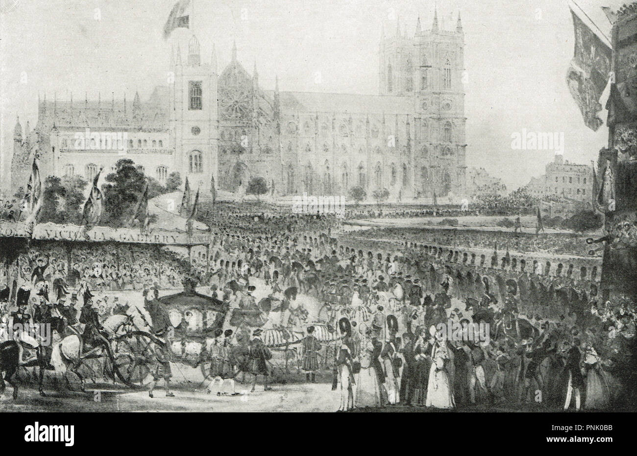 La processione di incoronazione della Regina Victoria, Westminster Abbey, 28 giugno 1838 Foto Stock