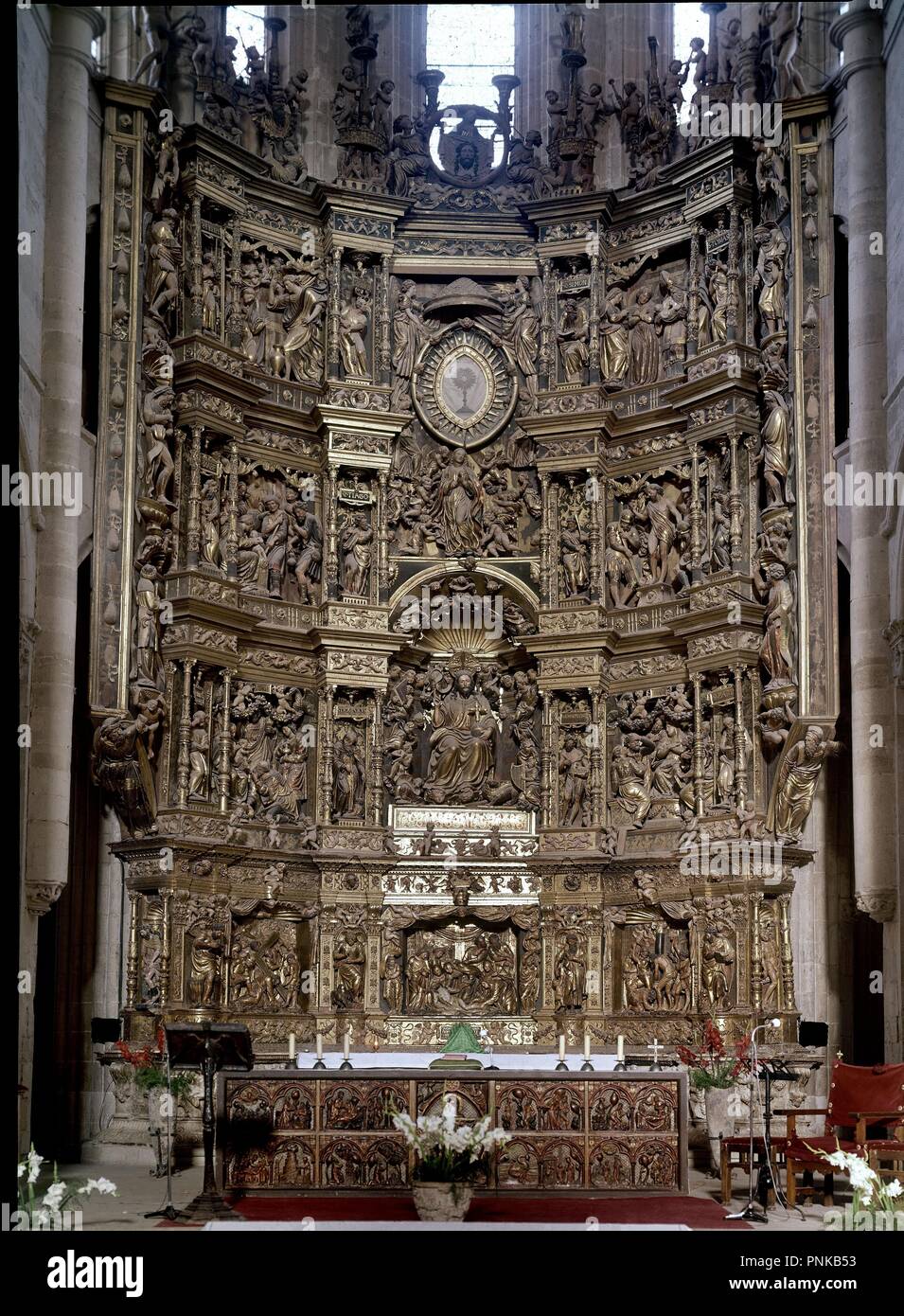 RETABLO MAYOR - SIGLO XVI. Autore: FORMENT DAMIAN. Posizione: Catedral. SANTO DOMINGO De La Calzada. Rioja. Spagna. Foto Stock