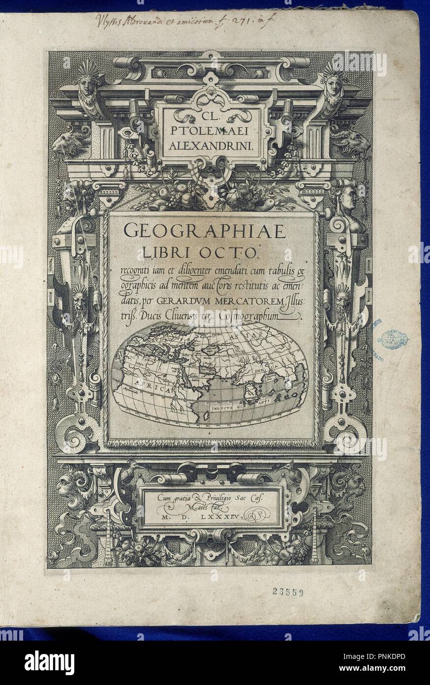 LIBRO OCTAVO DE GEOGRAFIA - COLONIA - 1584. Autore: Tolomeo, Claudio. Posizione: SENADO-BIBLIOTECA-COLECCION. MADRID. Spagna. Foto Stock