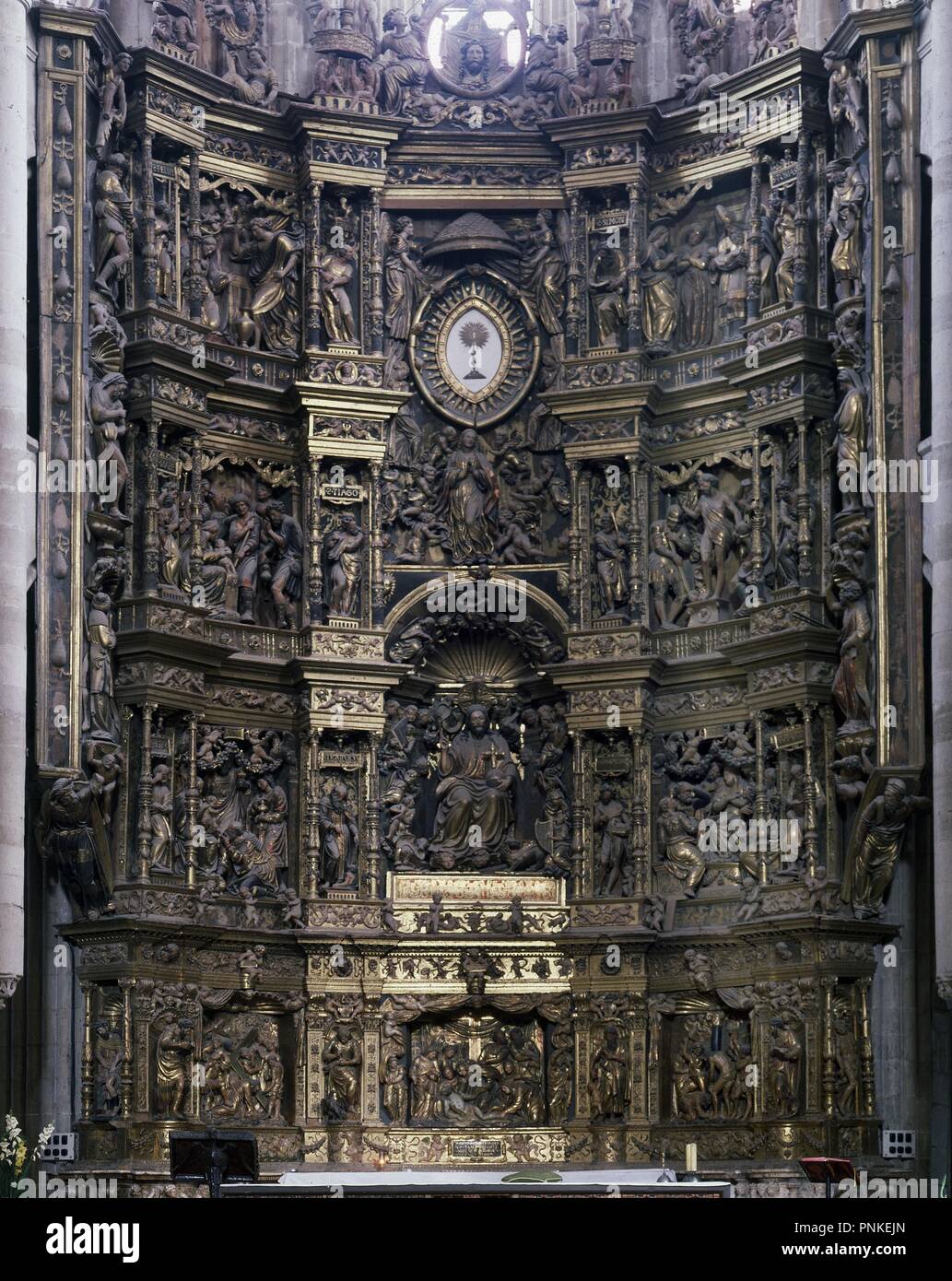 RETABLO MAYOR DE LA CATEDRAL DE SANTO DOMINGO DE LA CALZADA - siglo XVI - RENACIMIENTO ESPAÑOL. Autore: FORMENT DAMIAN. Posizione: Catedral. SANTO DOMINGO De La Calzada. Rioja. Spagna. Foto Stock