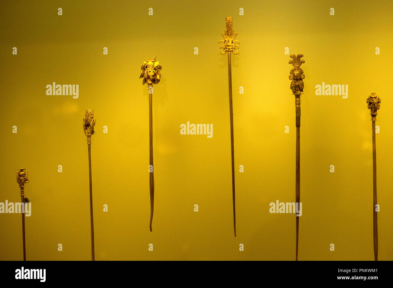 Pre Colombian Gold lavori in mostra al Museo del Oro,il Museo dell'oro,Bogota, Colombia. Foto Stock