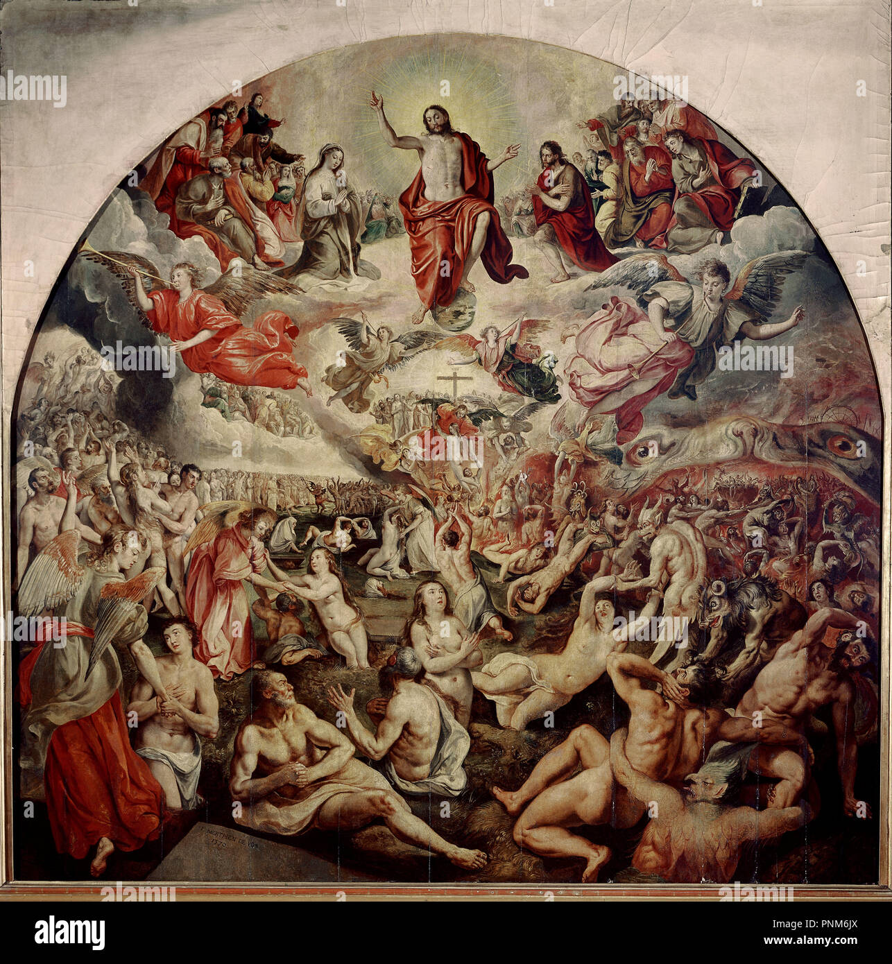 EL DIA DEL JUICIO FINAL, TABLA CENTRAL DEL RETABLO DEL JUICIO FINAL, FINALES DEL SIGLO XVI. Autore: VOS MARTIN DE. Posizione: Museo de Bellas Artes-CONVENTO DE LA MERCED CALZAD. Sevilla. Siviglia. Spagna. Foto Stock