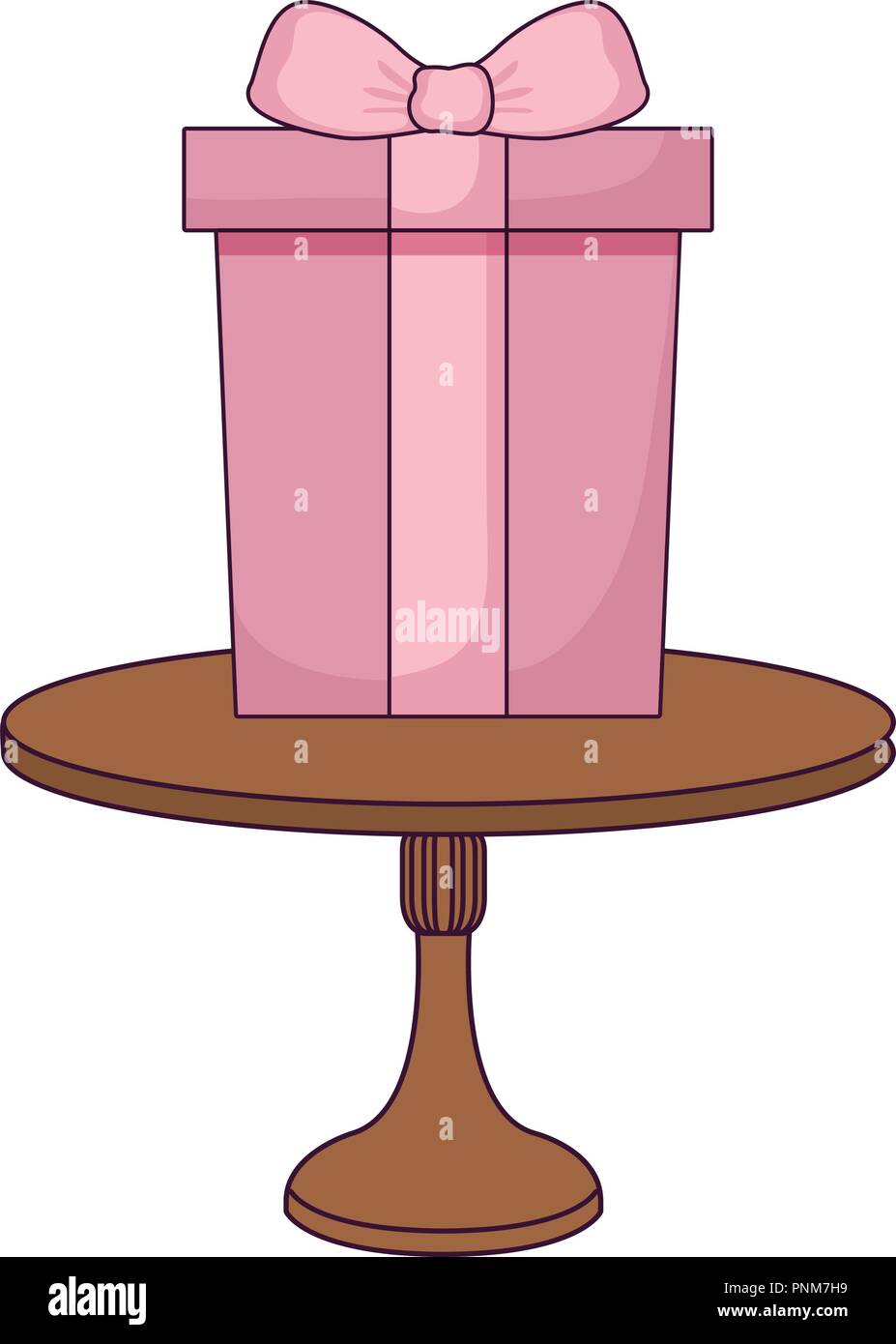 Tavolo con confezione regalo su sfondo bianco, illustrazione vettoriale Illustrazione Vettoriale