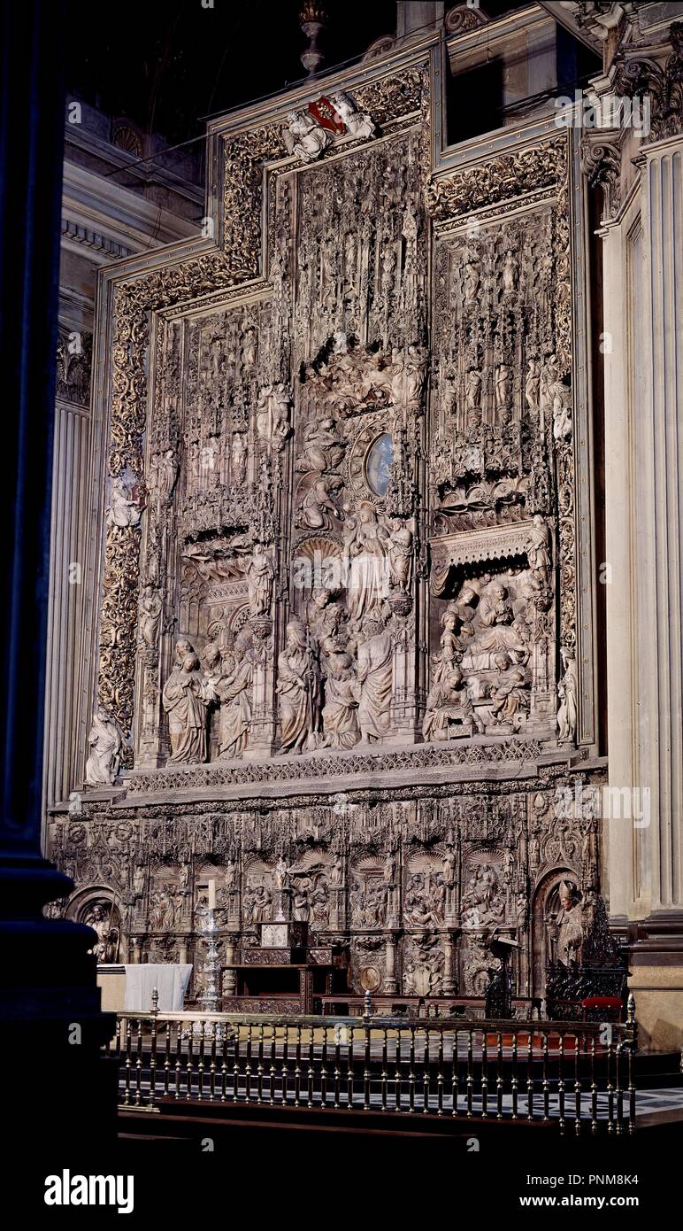 RETABLO MAYOR CON ELEMENTOS GOTICOS Y RENANCENTISTAS - 1509 - alabastro. Autore: FORMENT DAMIAN. Posizione: BASILICA DEL PILAR. Saragozza. Saragozza Zaragoza. Spagna. Foto Stock