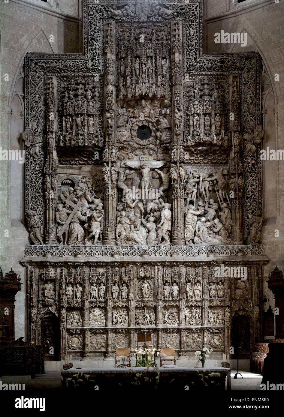RETABLO MAYOR CON ELEMENTOS GOTICOS Y RENANCENTISTAS - 1509 - alabastro. Autore: FORMENT DAMIAN. Posizione: BASILICA DEL PILAR. Saragozza. Saragozza Zaragoza. Spagna. Foto Stock