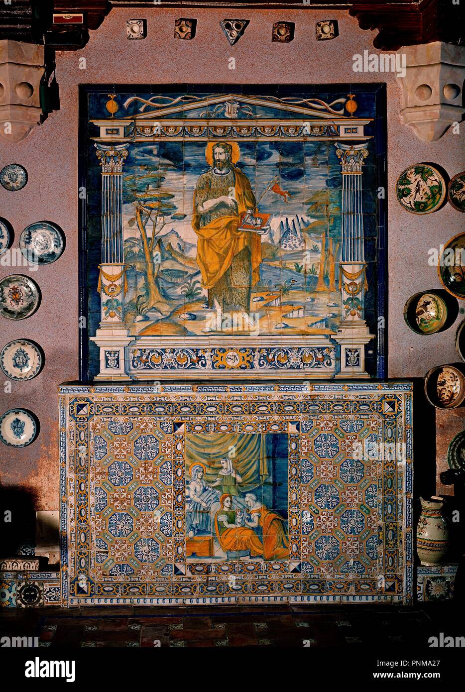 RETABLO DE CERAMICA A S Juan Bautista-S XVI. Posizione: MUSEO RUIZ DE LUNA. Toledo. Spagna. Foto Stock