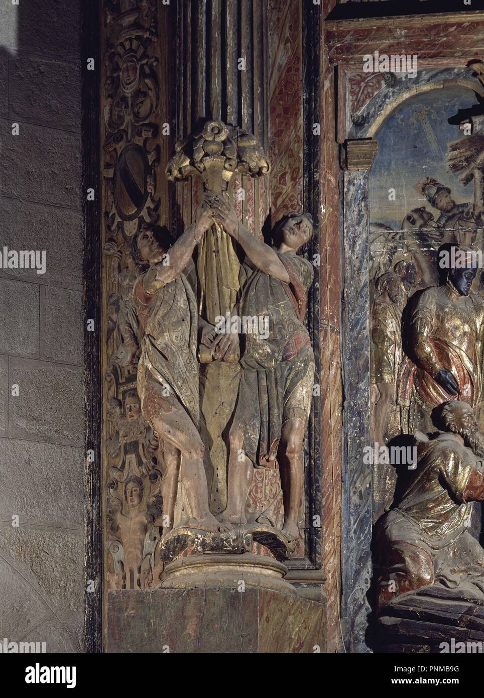 DETALLE DEL RETABLO DE SANTIAGO RETABLO MAYOR REALIZADO EN MADERA DE