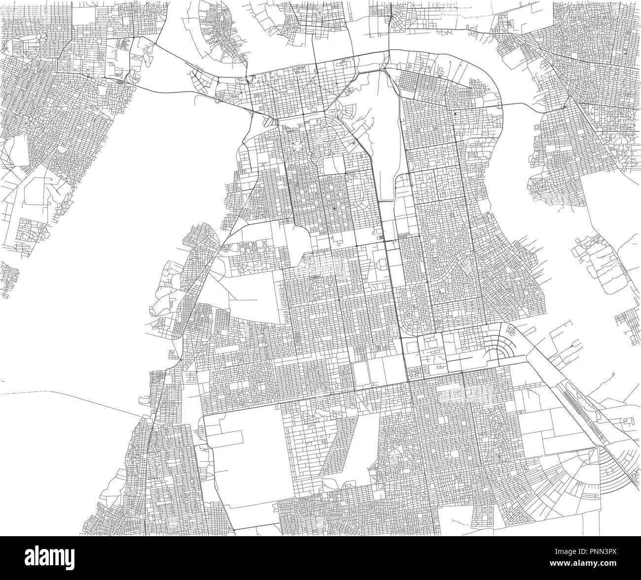 Mappa di Khartoum, vista satellitare, città, Sudan. Strade. Africa Illustrazione Vettoriale