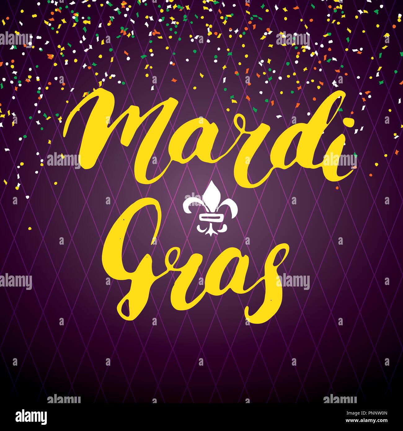 Mardi Gras Lettering calligrafico. Typographic Greeting Card Design. Calligraphy scritte per il messaggio di saluto festivo. Disegnata a mano scritte Vettore Testo illu Illustrazione Vettoriale