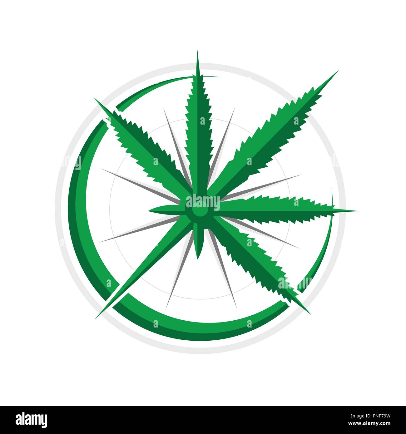La Cannabis bussola 3D avventura di navigazione simbolo vettore Logo grafico del modello di progettazione Illustrazione Vettoriale