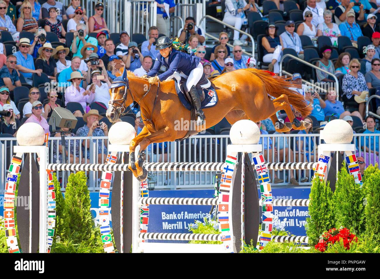 North Carolina, USA. Xxi Sett 2018. Danielle Goldstein Lizziemary equitazione. ISR. FEI World Team & singoli Campionati di salto. Secondo Concorso. Round 2. Showjumping. Giorno 10. Giochi equestri mondiali. WEG 2018 Tryon. Carolina del Nord. Stati Uniti d'America. 21/09/2018. Credito: Sport In immagini/Alamy Live News Foto Stock