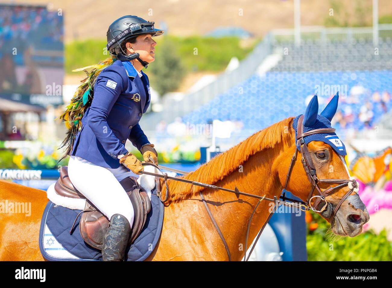 North Carolina, USA. Xxi Sett 2018. Danielle Goldstein Lizziemary equitazione. ISR. FEI World Team & singoli Campionati di salto. Secondo Concorso. Round 2. Showjumping. Giorno 10. Giochi equestri mondiali. WEG 2018 Tryon. Carolina del Nord. Stati Uniti d'America. 21/09/2018. Credito: Sport In immagini/Alamy Live News Foto Stock