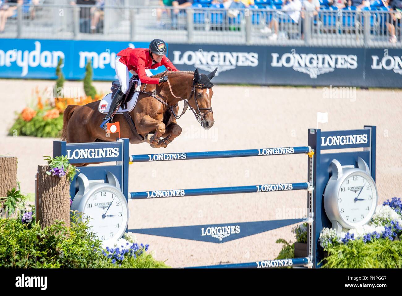 North Carolina, USA. Xxi Sett 2018. Simone Blum. DSP Alice. GER. Show Jumping Team & singoli campionato. Giorno 10. Giochi equestri mondiali. WEG 2018 Tryon. Carolina del Nord. Stati Uniti d'America. 21/09/2018. Credito: Sport In immagini/Alamy Live News Foto Stock