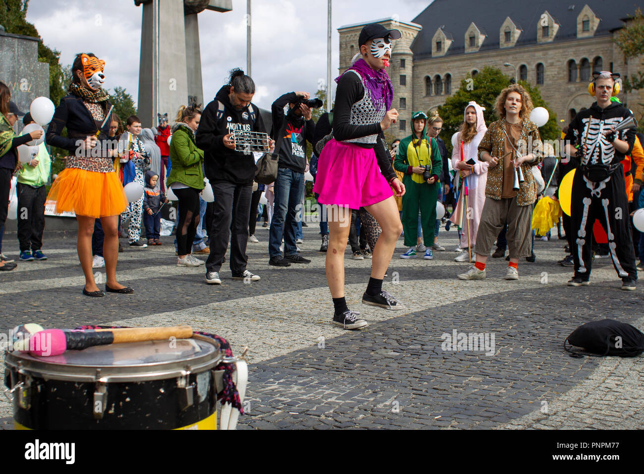 Poznan, Polonia il 22 settembre 2018. Amore animale Parade. Nationwide sfilata per i diritti e la liberazione degli animali. Una positiva sfilata dei diritti dell'animale difensori. Credito: Slawomir Kowalewski/Alamy Live News Foto Stock
