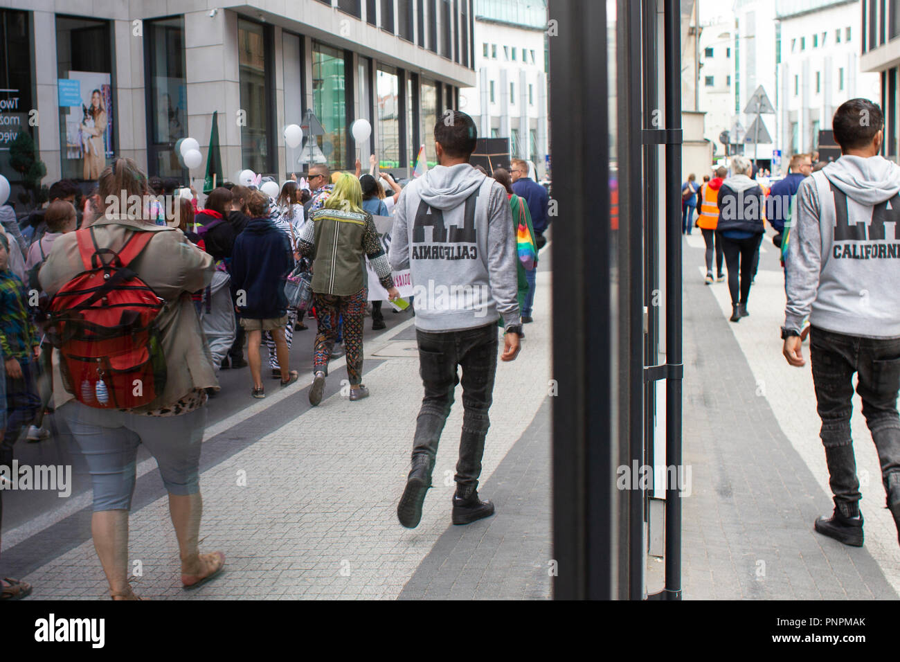 Poznan, Polonia il 22 settembre 2018. Amore animale Parade. Nationwide sfilata per i diritti e la liberazione degli animali. Una positiva sfilata dei diritti dell'animale difensori. Credito: Slawomir Kowalewski/Alamy Live News Foto Stock