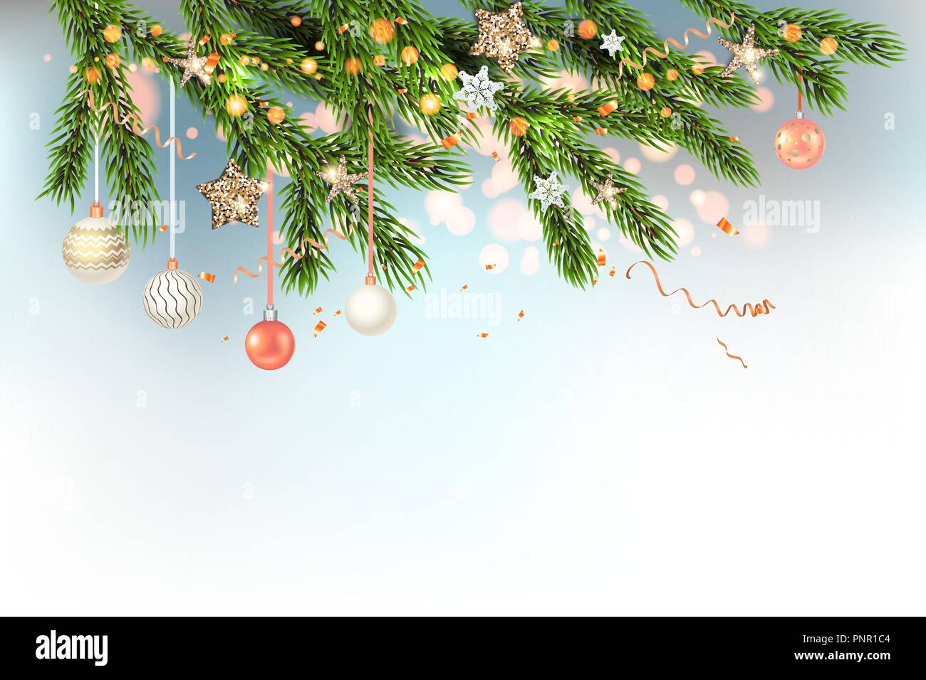 Luce Modello di Natale con le palle Illustrazione Vettoriale