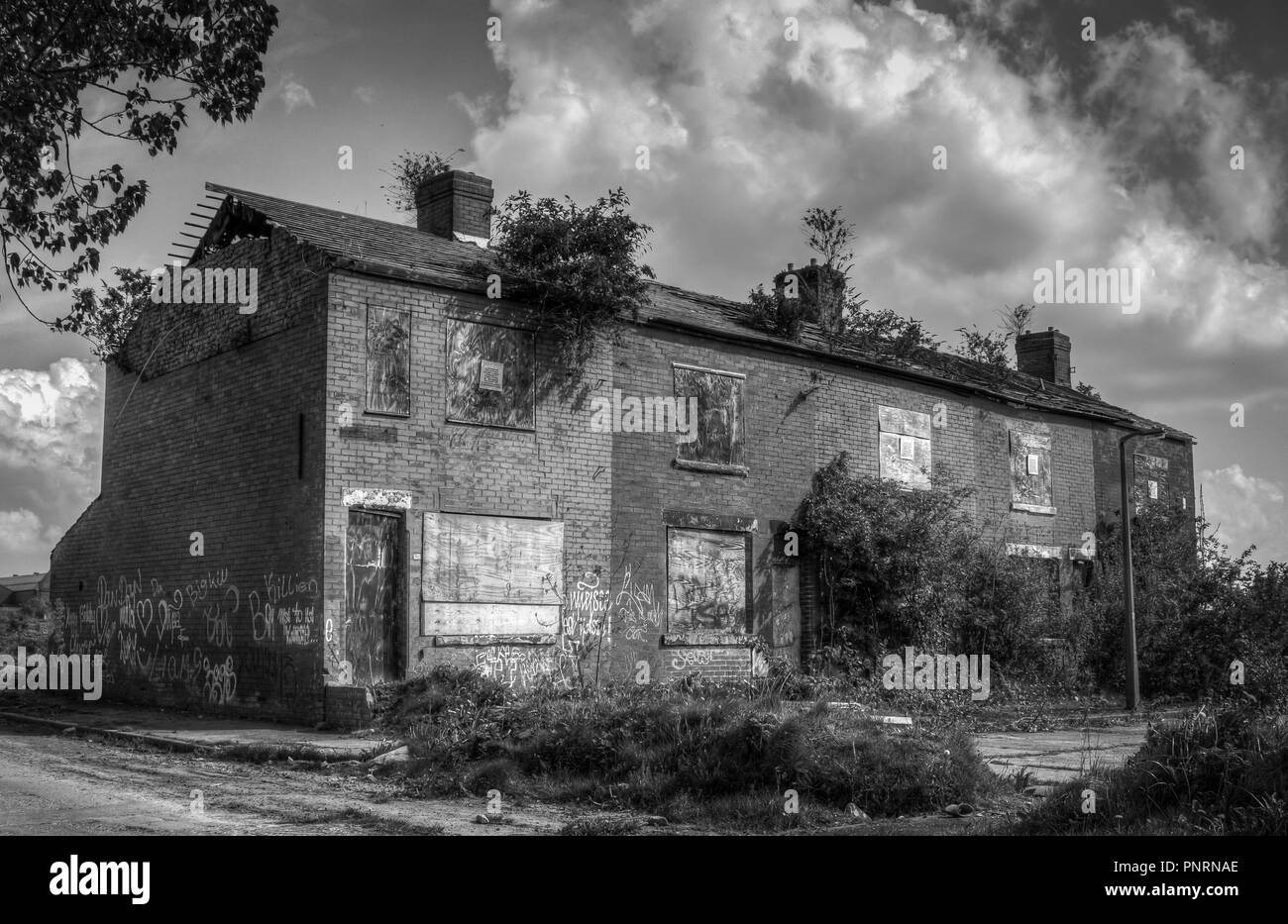 Abbandonate case abbandonate,Clayton, Manchester, Regno Unito Foto Stock