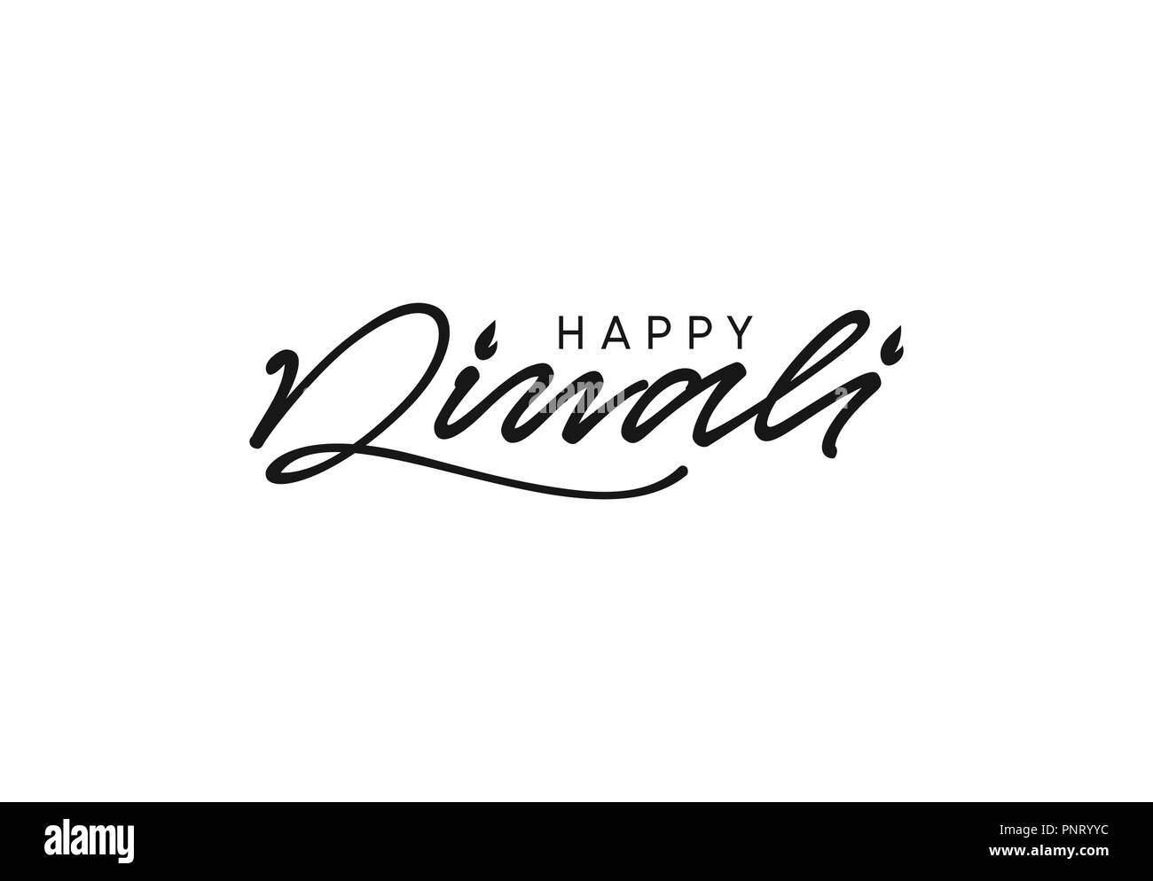 Felice Diwali. Lettere manoscritte isolato di testo sullo sfondo bianco Illustrazione Vettoriale
