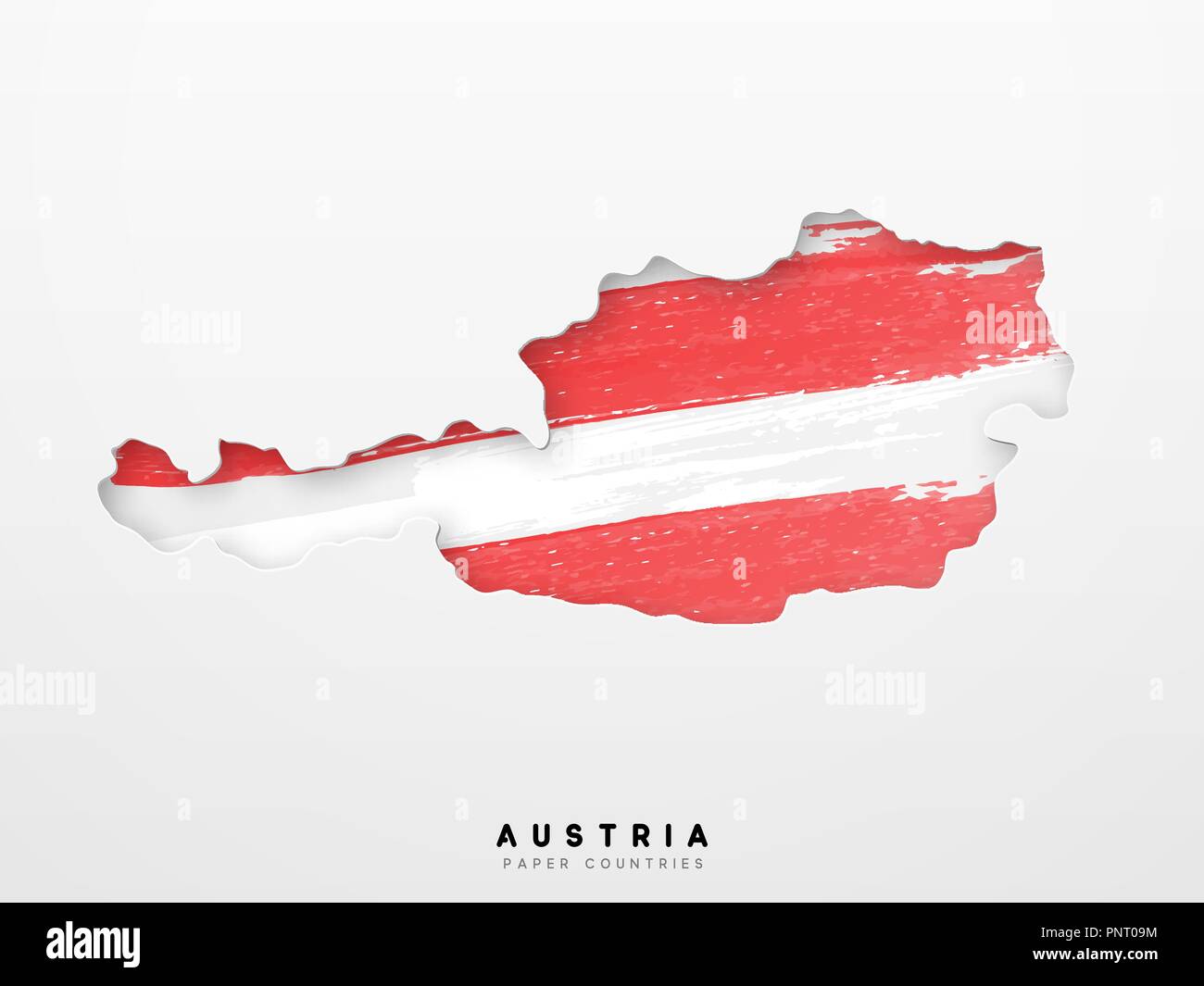 Bandiera dell'Austria. Elaborati con realistica acquerelli di inchiostro. Isolato su sfondo bianco Illustrazione Vettoriale