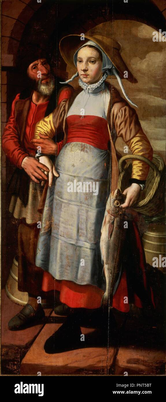 PAREJA DE ALDEANOS EN EL MERCADO - 1565 - OLEO/TABLA - 168 x 76 cm - NP 6393 - ESCUELA FLAMENCA. Autore: AERTSEN, Pieter. Posizione: Il MUSEO DEL PRADO-PINTURA. MADRID. Spagna. Foto Stock