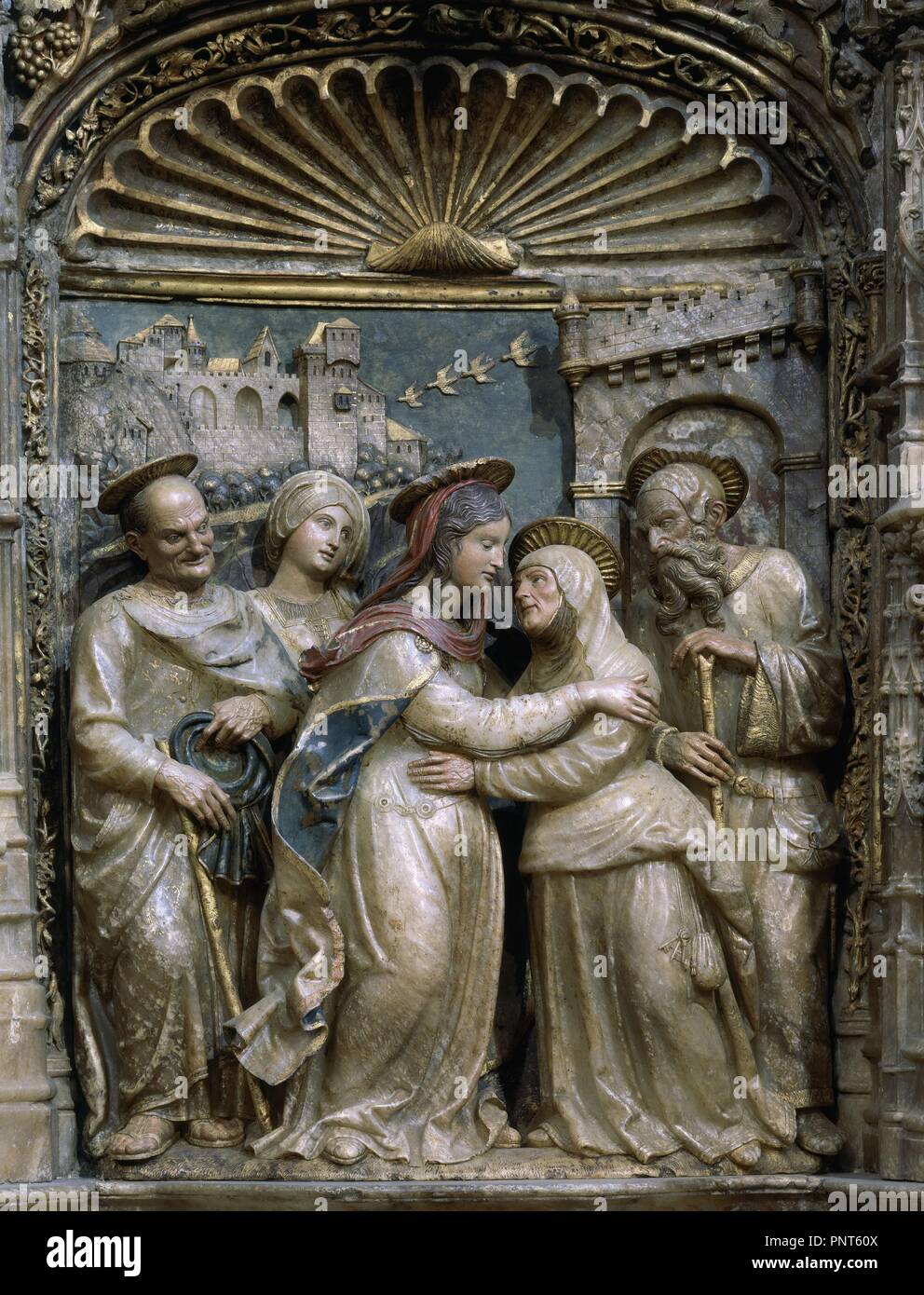Interno-RETABLO MAYOR-1511-15-PREDELA:VISITACION. Autore: FORMENT DAMIAN. Posizione: BASILICA DEL PILAR. Saragozza. Saragozza Zaragoza. Spagna. Foto Stock
