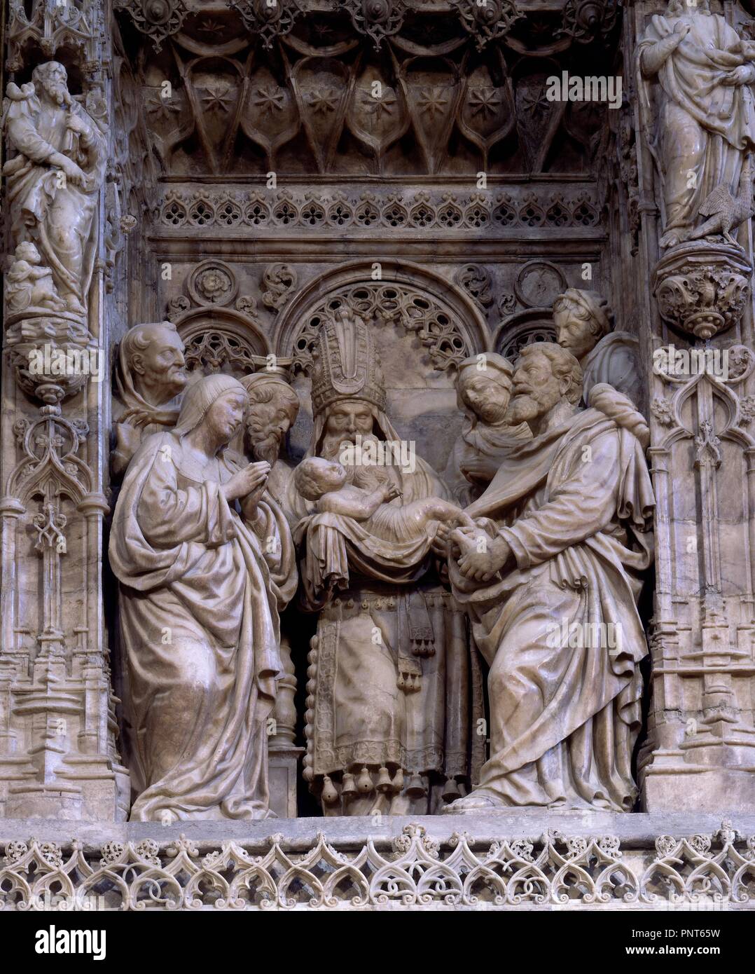 Interno-RETABLO MAYOR-1509-DET CIRCUNCISION. Autore: FORMENT DAMIAN. Posizione: BASILICA DEL PILAR. Saragozza. Saragozza Zaragoza. Spagna. Foto Stock