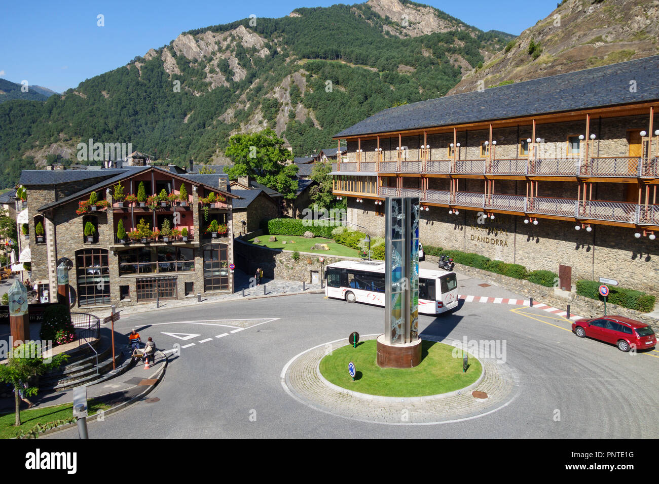 Ordino, Andorra: Settembre 11, 2018: vista sulla città di Ordino, la più settentrionale parrocchia nel Principato di Andorra. Foto Stock