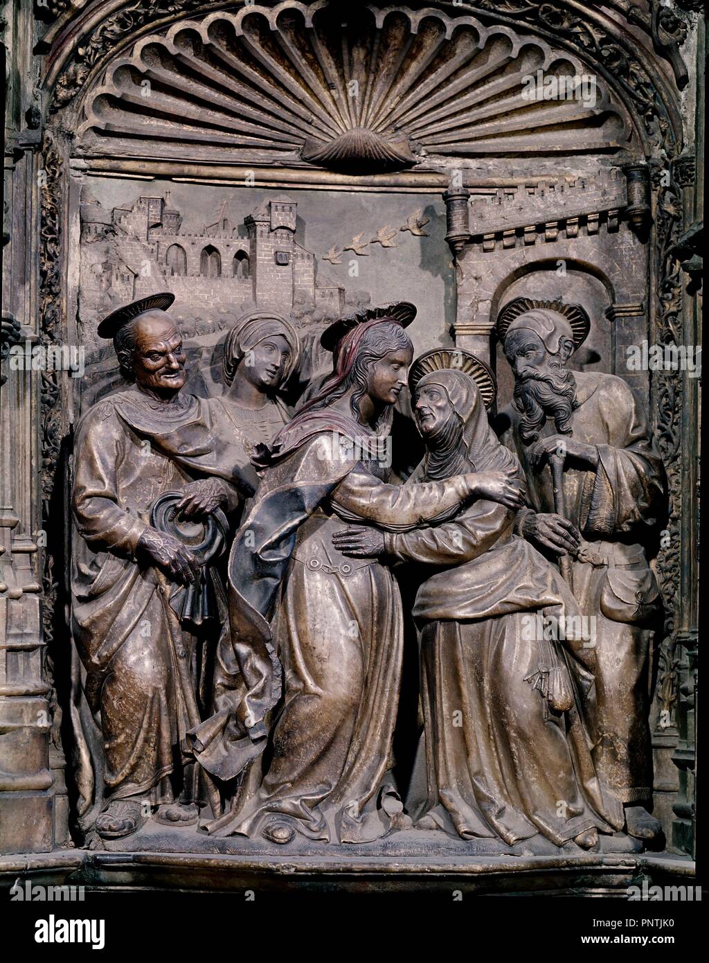 LA VISITACION - 1512-1518 - DETALLE DEL RETABLO DE LA BASILICA DEL PILAR DE ZARAGOZA - RENACIMIENTO ESPAÑOL. Autore: FORMENT DAMIAN. Posizione: BASILICA DEL PILAR. Saragozza. Saragozza Zaragoza. Spagna. Foto Stock