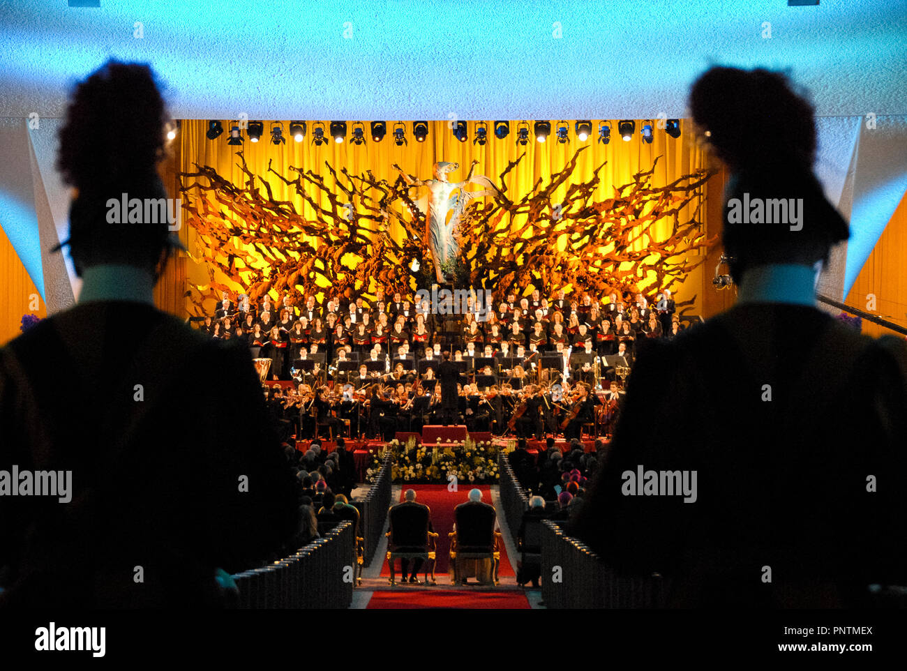 Papa Benedetto XVI 24/04/2008 : CONCERTO OFFERTO DAL PRESIDENTE DELLA REPUBBLICA ITALIANA GIORGIO NAPOLITANO IN ONORE DI SUA SANTITÀ BENEDETTO XVI IN OCCASIONE DEL TERZO ANNIVERSARIO DI PONTIFICATO DI SUA SANTITÀ BENEDETTO XVI Aula Paolo VI Foto Stock