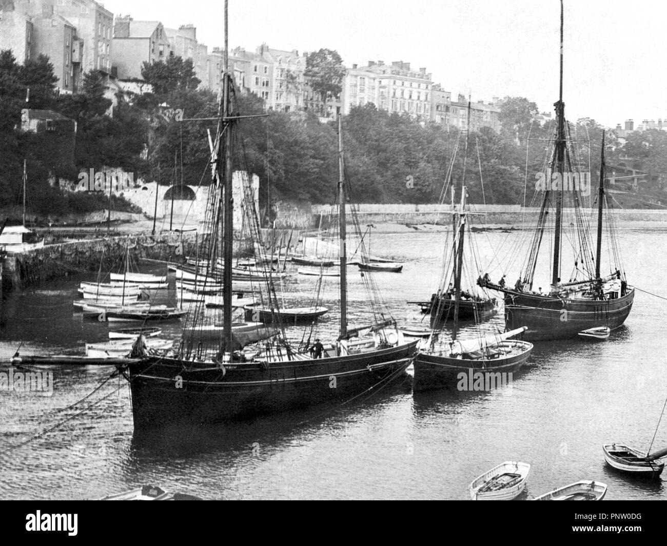 Tenby Harbour, agli inizi del novecento Foto Stock