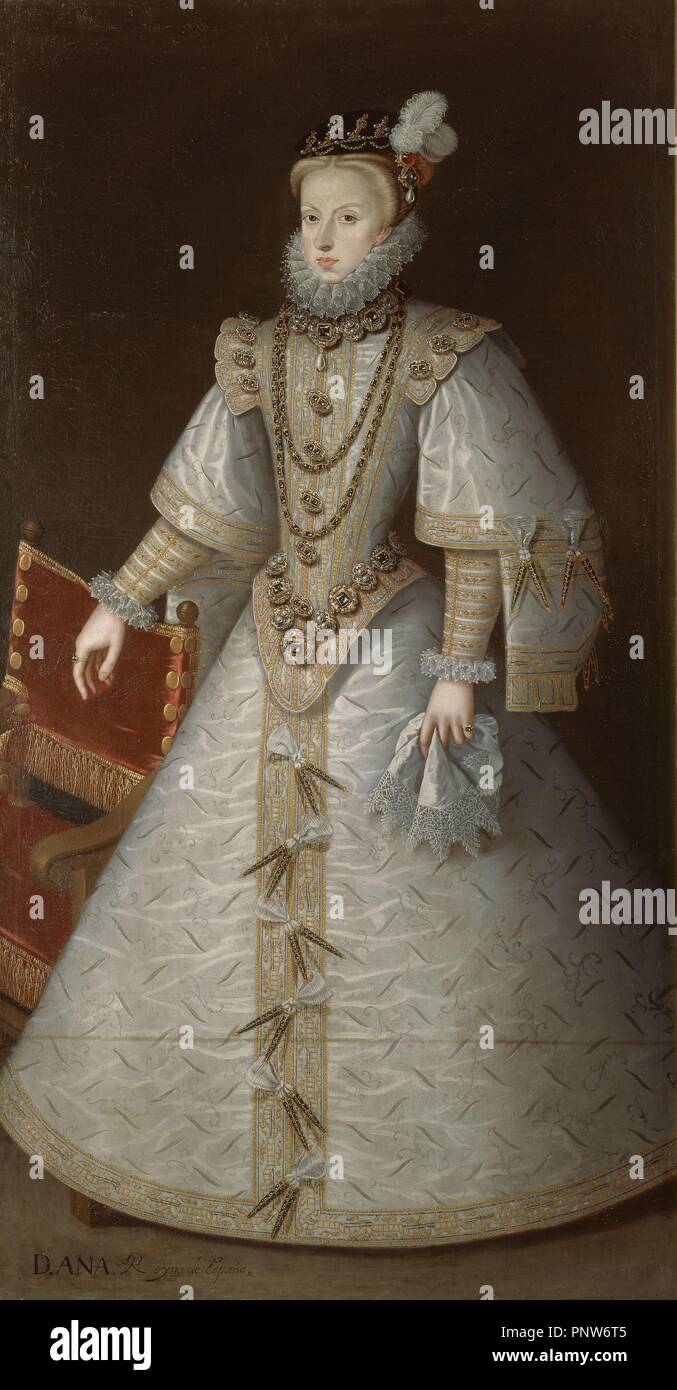 ANA DE AUSTRIA - CUARTA ESPOSA DE FELIPE II-1549/80-207X107 CM-O/L. Autore: Sanchez Coello COPIA DE. Posizione: Convento de la Encarnación. MADRID. Spagna. Foto Stock